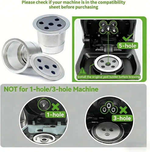 Miniatura 4 de Paquete de 2 tazas K reutilizables de acero inoxidable para Keurig Supreme & Supreme Plus, filtro universal de cinco agujeros para Keurig