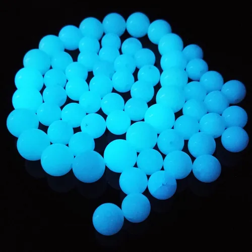 TWINKLING Cuentas que brillan en la oscuridad, piedras solares luminosas, cuentas redondas brillantes con agujero para manualidades, pulseras, Azul