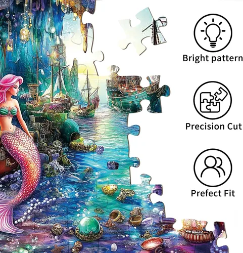 Miniatura 4 de Rompecabezas de 1000 Piezas para Adultos, Rompecabezas de Sirena del Mar, Rompecabezas Imposible Difícil Desafiante para Adultos, Rompecabezas