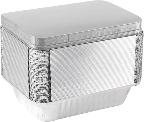 Miniatura 7 de Waytiffer Paquete de 25 sartenes desechables de papel de aluminio con tapas, latas de pan resistentes de 2.25 libras, capacidad de 8.5 x 6.3