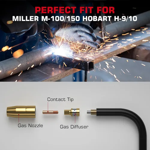 Miniatura 5 de ARCCAPTAIN para Miller Millermatic M-100/150 pieza de soldador de 0.030 pulgadas, boquilla de punta de contacto, kit de accesorios para pistola