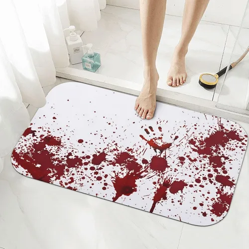 Miniatura 4 de Tapete de baño de tierra de diatomeas, decoración de Halloween, diseño de mano sangrienta, suave, sin arrugas, antideslizante, volumen, súper