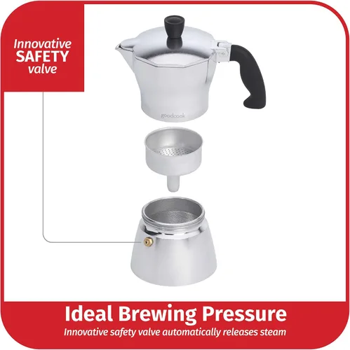 Miniatura 3 de Goodcook Koffe - Cafetera de 3 tazas de aluminio para café expreso, no eléctrica