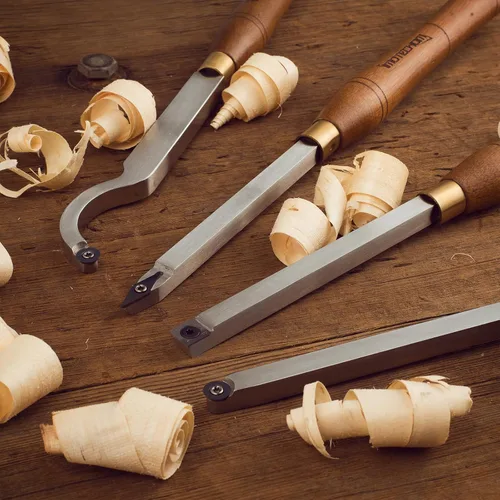 Miniatura 7 de Juego de 4 piezas de cinceles de torneado de madera con punta de carburo y hoja de acero inoxidable, en caja de madera Herramientas de torno de 4