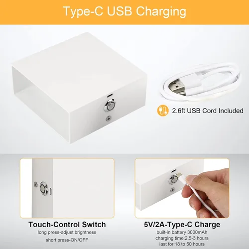 Miniatura 5 de Lightess Aplique de pared con batería con control táctil, luces LED de pared recargables, luces de montaje en pared arriba hacia abajo