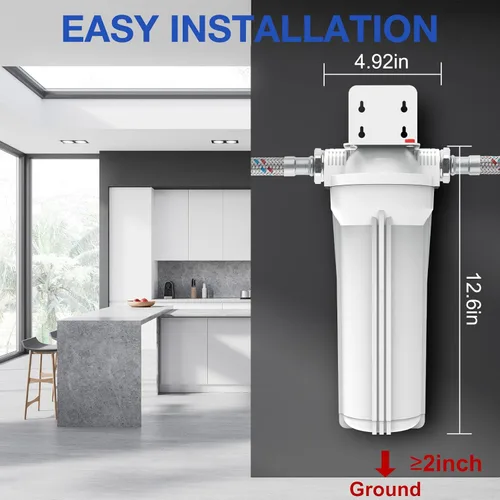 Miniatura 4 de SimPure Carcasa de filtro de agua, hogar y cámper, en línea, filtro de sedimentos universal, 10 pulgadas, entrada y salida NPT de 3/4 pulgadas