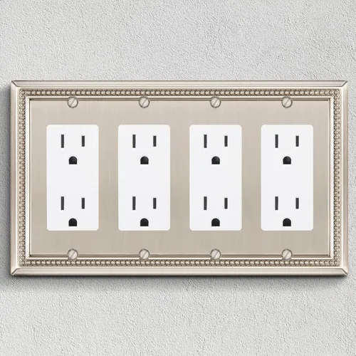 Miniatura 7 de Henne Bery Sunken Pearls - Placa decorativa de pared resistente para interruptor, cubierta para tomacorrientes (decorador cuádruple, níquel satinado)