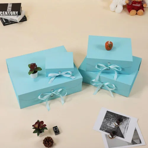 Miniatura 6 de GoooodGift Caja de regalo grande azul, 1 paquete de 13.5 x 11 x 5.3 pulgadas, caja de regalo de lujo para regalos con tapa de cierre magnético