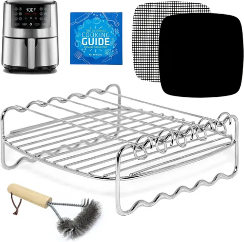 Miniatura 6 de Rejilla de brocheta para freidora de aire compatible con Cosori, Chefman, Philips y más, accesorios para freidora de aire Kabob de doble estante