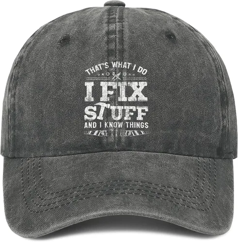Miniatura 12 de I Fix Things Hat, I Fix Stuff and Know Things Sombrero para hombres, Thats What I Do I Fix Stuff Hat, Hat I Fix Stuff 8 (negro)