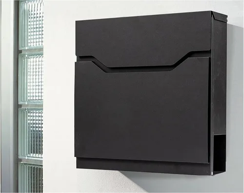 Miniatura 13 de Buzón de pared impermeable y resistente al óxido de gran capacidad con soporte para revistas de periódicos, buzón colgante seguro de acero Negro
