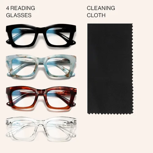 Miniatura 9 de CCVOO Lentes de lectura elegantes para mujer, anteojos elegantes, lectores de luz azul, tramposos Negro + Transparente + Menta Marbel +