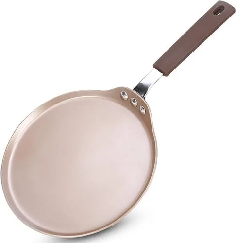 LI-GELISI Sartén de hierro fundido anodizado duro antiadherente con revestimiento antiadherente, sartén redonda para comal, sazonada, 10 pulgadas