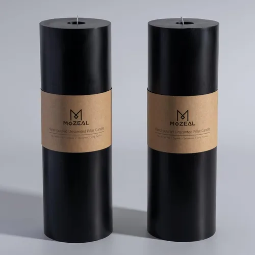 Miniatura 121 de MOZEAL Velas grandes sin perfume vertidas a mano de 3 x 8 pulgadas, sin humo, juego de 2, combustión lenta, sin goteo, aproximadamente 150 horas