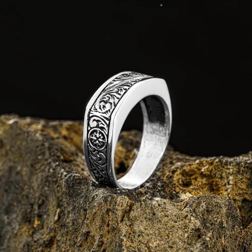 Miniatura 3 de 925 Sterlng Silver Handmade Engraved Ring for Men, Elegant Silver Band Rings for Women and Men, Wedding Rings for Men, Perfect gift for Special