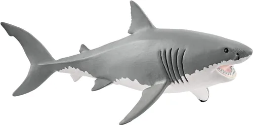 Schleich Wild Life - Figura realista de gran tiburón blanco - Juguete de tiburón oceánico duradero y educativo para niños y niñas, para jugar y la