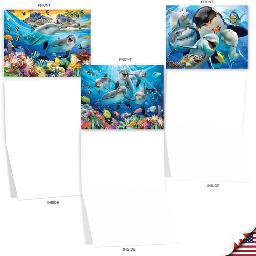 Miniatura 4 de The Best Card Company - 10 tarjetas en blanco para todas las ocasiones (4 x 5.12 pulgadas) - Surtido de tarjetas náuticas, oceánicas, de vida marina