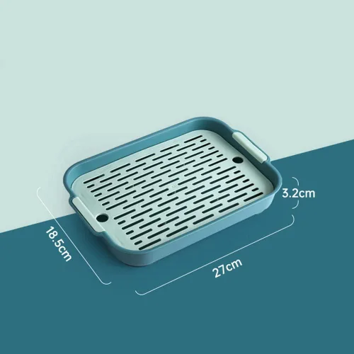 Miniatura 2 de Gigicloud Caja de arena de conejo con rejilla, 10.5 x 7.2 pulgadas, bandeja de arena para conejillos de indias, anti-rotación para mascotas, Doble