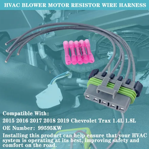 Miniatura 2 de Conjunto de cables del resistor del motor del ventilador HVAC para automóvil Compatible con 2015 2016 2017 2018 2019 Chevrolet Trax Conector
