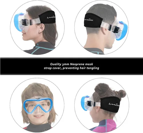 Miniatura 4 de OMGear - Gafas de natación con cubierta para la nariz, máscara de buceo y esnórquel, máscara para niños y adultos, máscara de esnórquel para buceo