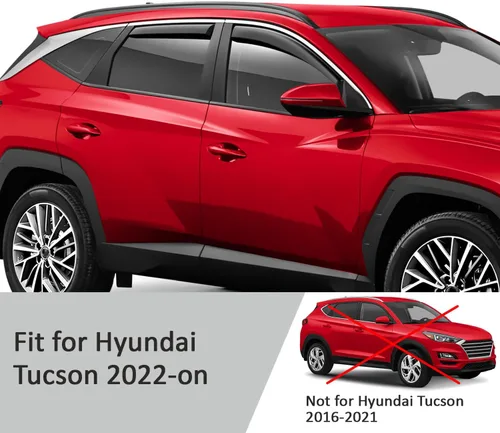 Miniatura 5 de Voron Glass Protectores de lluvia extra duraderos en canal para Hyundai Tucson 2022-2026, deflectores de ventana, viseras de ventana de ventilación