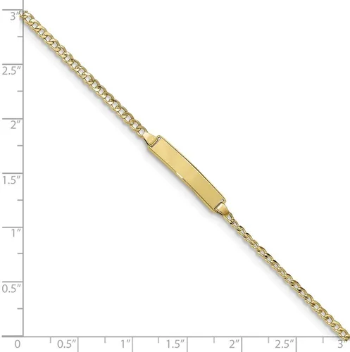 Miniatura 3 de Pulsera de identificación de eslabones cubanos de oro amarillo de 10 quilates con etiqueta de identificación grabable con cierre de mosquetón de 7