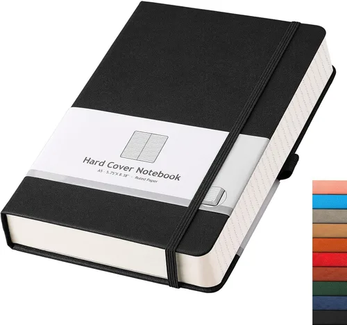 Miniatura 33 de AHGXG Cuaderno rayado – 320 páginas numeradas grande B5 grueso diario universitario rayado, papel rayado grueso de 100gsm, tapa blanda de piel Azul
