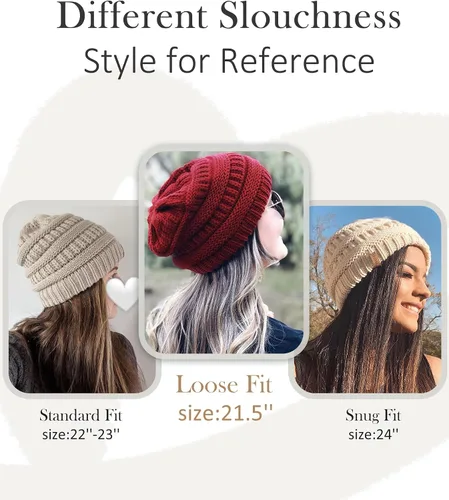 Miniatura 4 de FURTALK Gorros de invierno para mujer, con forro polar, gorro de punto holgado y cálido, gorro de esquí