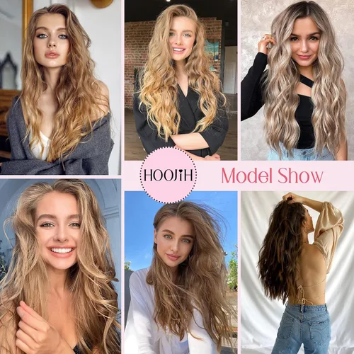 Miniatura 7 de HOOJIH Extensiones de cabello de alambre de 2 maneras ajustables, tamaño rizado, ondulado, invisible, extensiones de cabello con alambre invisible