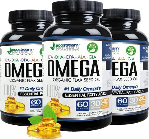 Miniatura 6 de Mezcla de Omega 3-6-9 de triple fuerza con DPA, EPA, DHA, ALA y GLA y aceite de semilla de lino orgánico, más de 2,800 miligramos de fuerza, sin