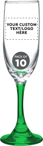 Miniatura 17 de DISCOUNT PROMOS Premiere - Juego de 10 copas de champán de 6.25 onzas, paquete a granel, elegantes vasos para bodas, eventos y regalos Blanco - Azul