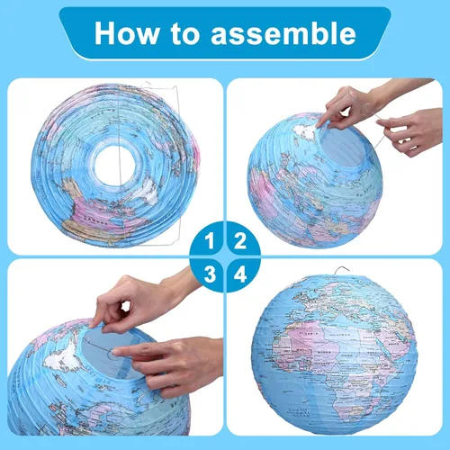 Miniatura 3 de Linternas de papel colgantes con diseño de globo terráqueo, decoraciones del Día de la Tierra alrededor del mundo, linternas de papel temáticas
