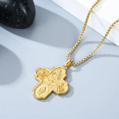 Miniatura 175 de Collar de plata de ley 925 con medalla de San Patrón, colgante de protección católica, amuleto, joyería religiosa para hombres y mujeres