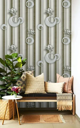Miniatura 4 de Papel pintado 3D para pared, hojas tropicales, despegar y pegar, empalme gris, dorado, azul, hoja extraíble, papel auto-adhesivo para pared