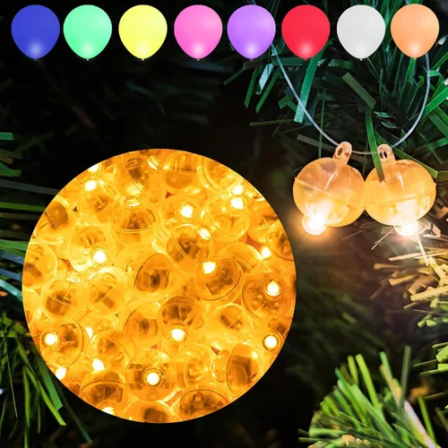 Miniatura 27 de Aogist 100 luces de globo Mutilcolor, luz de bola pequeña impermeable de largo tiempo de espera, lámpara LED redonda para linterna de papel, fiesta