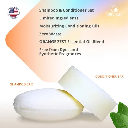 Miniatura 2 de SPIRALEAF Barra de champú sólido y acondicionador con ingredientes limitados, fórmula concentrada, sin fragancia, sin tintes, barras de cuidado