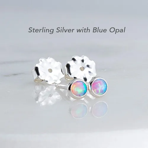 Miniatura 33 de Aretes pequeños de plata de ley para cartílago, tragus, hélix, múltiples piercings hipoalergénicos, piedra natal para mujer, juego de bisel