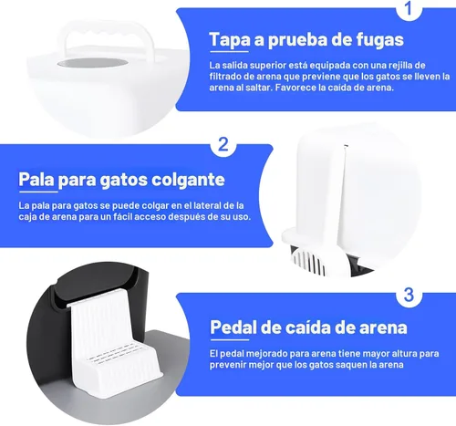Miniatura 4 de Sfozstra - Caja de arena cerrada para gatos, color negro, entrada superior y frontal PP Material, Lift-Off Top for Easy Cleaning, High Sides