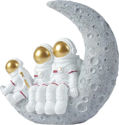 Miniatura 5 de BUTILIVEEN Esculturas familiares de astronautas, familia de 3 figuras de astronautas, decoración de dormitorio con temática espacial, decoración