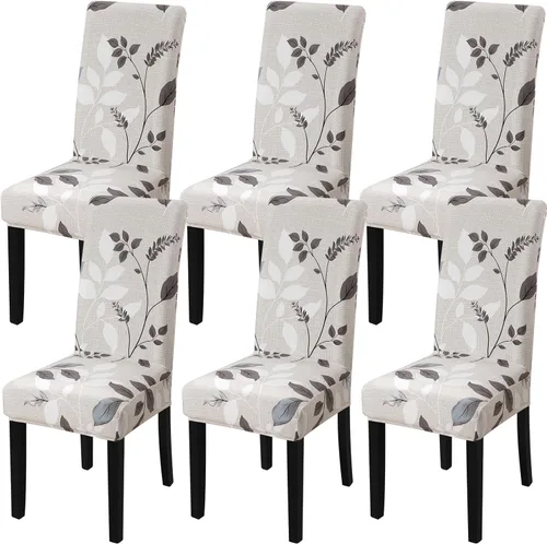 Miniatura 10 de Fundas para silla de comedor Yisun, fundas elásticas para silla de comedor, funda protectora para silla de comedor, mezcla de poliéster, Beige