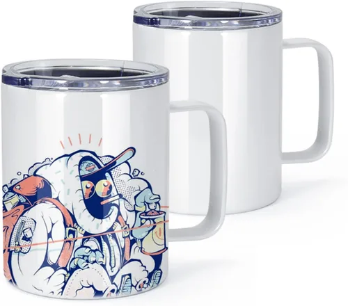 Miniatura 3 de AGH Taza de café de sublimación de 12 onzas con asa, paquete de 25 vasos de sublimación de acero inoxidable con asa, taza aislada al vacío con tapas