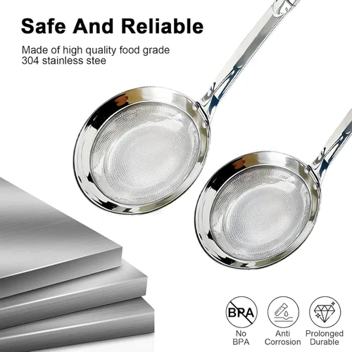 Miniatura 4 de Colador de acero inoxidable, colador de malla extrafina de 2024 con asa, colador de aceite y alimentos, accesorio de cocina (pequeño+grande)