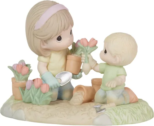 Precious Moments 223011 Una Madre Amor Hace Que Un Jardín Crecer Bisque Porcelana Niño Figura