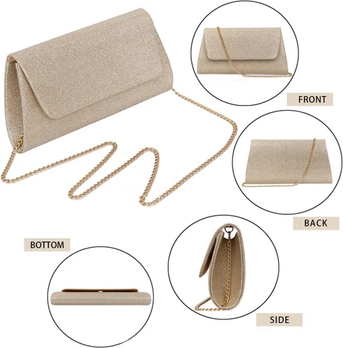 Miniatura 2 de Clutch Purses Evening Bag for Women Formal,Classic Envelope Purses and Handbags Wedding Party Prom with Shoulder Strap