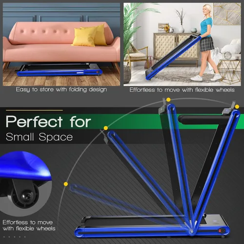 Miniatura 3 de GYMAX Caminadora 2 en 1 para debajo del escritorio, máquina de correr plegable con pantalla LED doble, aplicación y control remoto, almohadilla