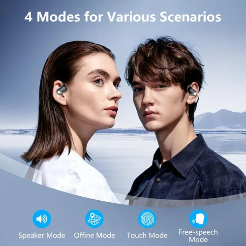 Miniatura 7 de Open Ear Clip Wireless Earbuds Bone Conduction Headphones, Bluetooth 5.4，Built-in Mic, IPX7 Waterproof, LED Display Charging Case,Ear Hooks Ear