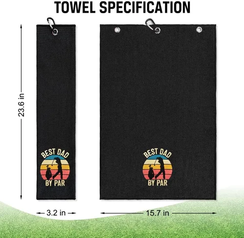 Miniatura 2 de ERHACHAIJIA Best Dad by Par - Toalla de golf bordada con clip. Divertidos accesorios de golf retro regalos para hombres, amantes del golf, papá
