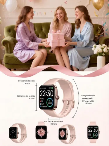 Miniatura 8 de SKG - Reloj inteligente para mujeres, rastreador de actividad física con resistencia al agua de 5 ATM, monitor de sueño, reloj inteligente de 1.7