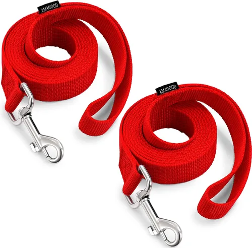 Miniatura 73 de AMAGOOD 6 pies de correas para cachorros/perros, correa de estilo tradicional resistente con gancho de cuello fácil de usar, correa para perros Negro