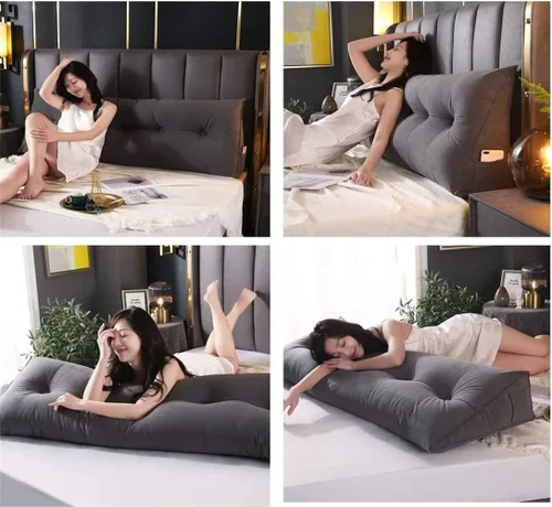 Miniatura 3 de Almohada triangular para cabecero, cojín grande para cabecero, almohada de lectura, respaldo de posicionamiento, cojín para cama de día con funda
